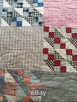 Vintage Machine Stitched Handmade Patchwork Quilt Reversible Star Twin/Full