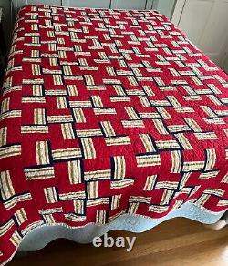 Vintage Mid Century Modern Handmade Geometric Color Block Quilt ZZ147