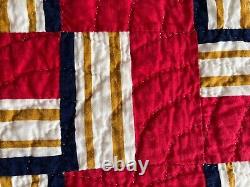 Vintage Mid Century Modern Handmade Geometric Color Block Quilt ZZ147