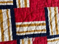 Vintage Mid Century Modern Handmade Geometric Color Block Quilt ZZ147