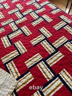 Vintage Mid Century Modern Handmade Geometric Color Block Quilt ZZ147