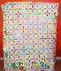 Vintage Mint Green & Multi Color Quilt Pin Wheel Hand Made & Quilted 1960's