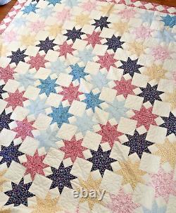 Vintage Missouri Daisy Floral Handmade Quilt & Two Matching Shams (Queen) 72x90