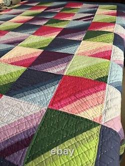 Vintage (Modern) Beautiful Bright/Bold Handmade Quilt 90 x 98