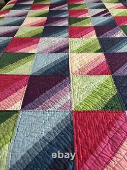 Vintage (Modern) Beautiful Bright/Bold Handmade Quilt 90 x 98