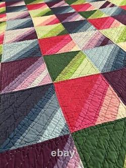 Vintage (Modern) Beautiful Bright/Bold Handmade Quilt 90 x 98