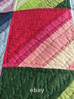 Vintage (Modern) Beautiful Bright/Bold Handmade Quilt 90 x 98