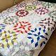 Vintage Multi Color Hand Stitched Patchwork Quilt Full Twin Handmade 66 X 82