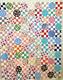 Vintage Nine Patch And Circle Quilt Top In Feed Sack And Novelty Fabrics 1930's