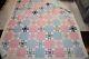 Vintage Ohio Star Quilt Handmade Hand Quilted In Pinks Blues 97x81