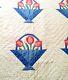 Vintage Old Handmade Cottage Flower Twin Size Quilt No Glow Non Fluorescing Nice