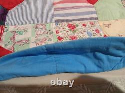 Vintage Or Antique Handmade Hand Stitched Patchwork Quilt 82 X 67 Reversible