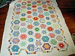Vintage Patch Floral Quilt Handmade 84 x 60 Made in Amish Country PA BEAUTIFUL