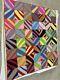 Vintage Patch Quilt 90x80 Large Multicolor 1971 Abstract Nice (rm)