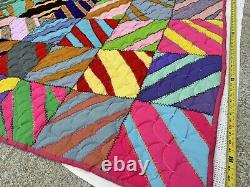 Vintage Patch Quilt 90x80 Large Multicolor 1971 Abstract Nice (rm)