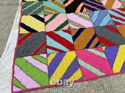 Vintage Patch Quilt 90x80 Large Multicolor 1971 Abstract Nice (rm)