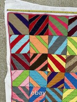 Vintage Patch Quilt 90x80 Large Multicolor 1971 Abstract Nice (rm)