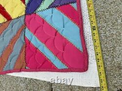 Vintage Patch Quilt 90x80 Large Multicolor 1971 Abstract Nice (rm)