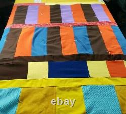 Vintage Patchwork Handmade Quilt 80×66 Colorful Hand Tied Cabin Core Rectangle