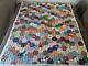 Vintage Patchwork Hexagon Quilt Top Hand And Machine Stitched Approx 66 X 79