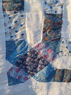 Vintage Patchwork Pattern Hand Made Sewn Quilt Wedding Ring 84×78