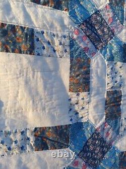 Vintage Patchwork Pattern Hand Made Sewn Quilt Wedding Ring 84×78