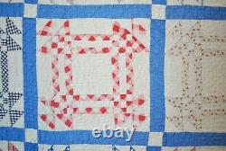 Vintage Patchwork Quilt, Churn Dash, 1930's Cotton 84-1/2 x 76, Quilted