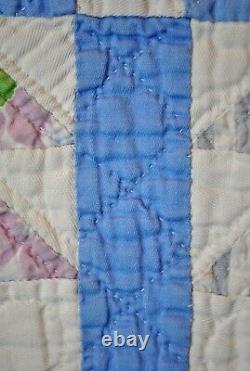 Vintage Patchwork Quilt, Churn Dash, 1930's Cotton 84-1/2 x 76, Quilted
