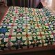 Vintage Patchwork Quilt Early 1900's Eight Point Diamond Star 78x92 Handmade
