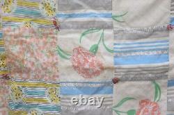 Vintage Patchwork Quilt Handmade Plaid Floral Feed Sack Grandma Blanket 69x63