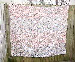 Vintage Patchwork Quilt Handmade Plaid Floral Feed Sack Grandma Blanket 69x63