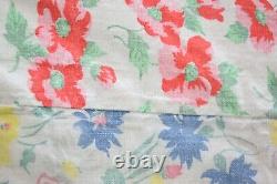 Vintage Patchwork Quilt Handmade Plaid Floral Feed Sack Grandma Blanket 69x63