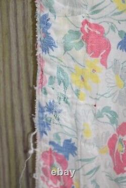 Vintage Patchwork Quilt Handmade Plaid Floral Feed Sack Grandma Blanket 69x63