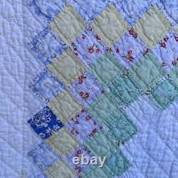 Vintage Patchwork Quilt Postage Stamp Border 78 x 66 Hand Sewn Quilted