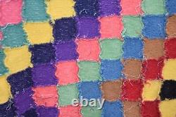 Vintage Patchwork Quilt Postage Stamp Square Diamond Pattern Hand Sewn 72x57