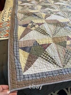 Vintage Patchwork Quilt Stars Gingham Plaid Throw