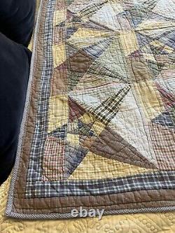 Vintage Patchwork Quilt Stars Gingham Plaid Throw