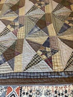 Vintage Patchwork Quilt Stars Gingham Plaid Throw