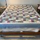 Vintage Patchwork Quilted Hand Made Blanket Hand Quilted Bar Log Cottage