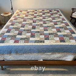 Vintage Patchwork Quilted Hand made Blanket Hand Quilted Bar Log Cottage