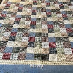 Vintage Patchwork Quilted Hand made Blanket Hand Quilted Bar Log Cottage