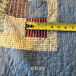 Vintage Patchwork Quilted Hand made Blanket Hand Quilted Bar Log Cottage