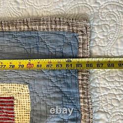 Vintage Patchwork Quilted Hand made Blanket Hand Quilted Bar Log Cottage