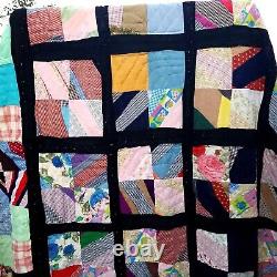 Vintage Patchwork Retro Quilt Colorful Handmade 90x 76 Country Farmhouse Chic
