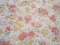 Vintage Patchwork Squares Quilt 86 X 82 Pinks, Whites, Yellows Handmade