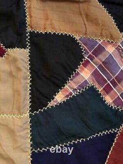 Vintage Pennsylvania Crazy Quilt Hand Made With Turkey Track Stitching. Pristine