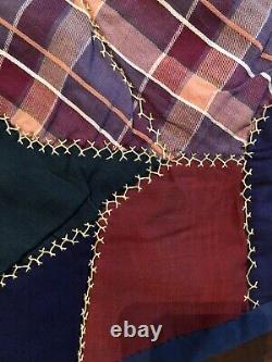 Vintage Pennsylvania Crazy Quilt Hand Made With Turkey Track Stitching. Pristine