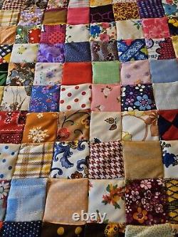 Vintage Postage Stamp 70s Boho Quilt Queen