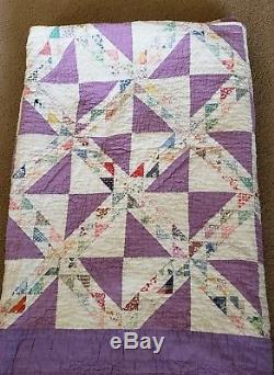Vintage Purple Quilt Handmade 1940's
