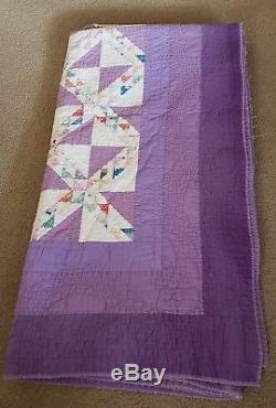 Vintage Purple Quilt Handmade 1940's